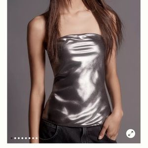 Metallic Silver Anthropologie Tube Top